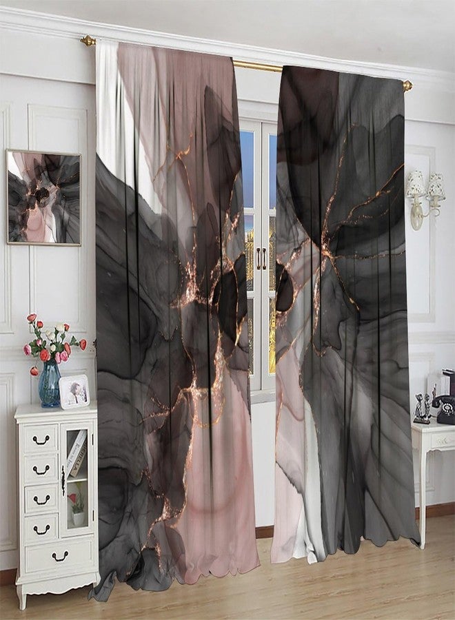 JADERYS Marble Blackout Curtains Abstract Marble Modern Luxury Black Pink Gold Liquid Art Print for Girls Women Bedroom Living Room Decor Rod Pocket Window Drape 42x45in - Image 5
